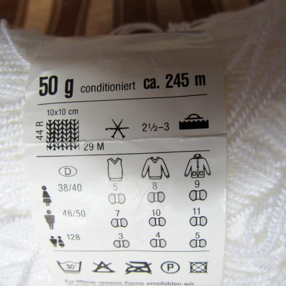 Lot 7+sks, Schoeller + Stahl Wolle Yarn, White,100% Polyacryl - Picture 3 of 3